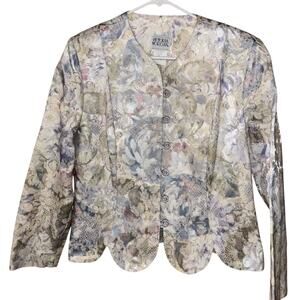 Vintage Victoria Morgan pastel women’s rose button scallop hem jacket (12)